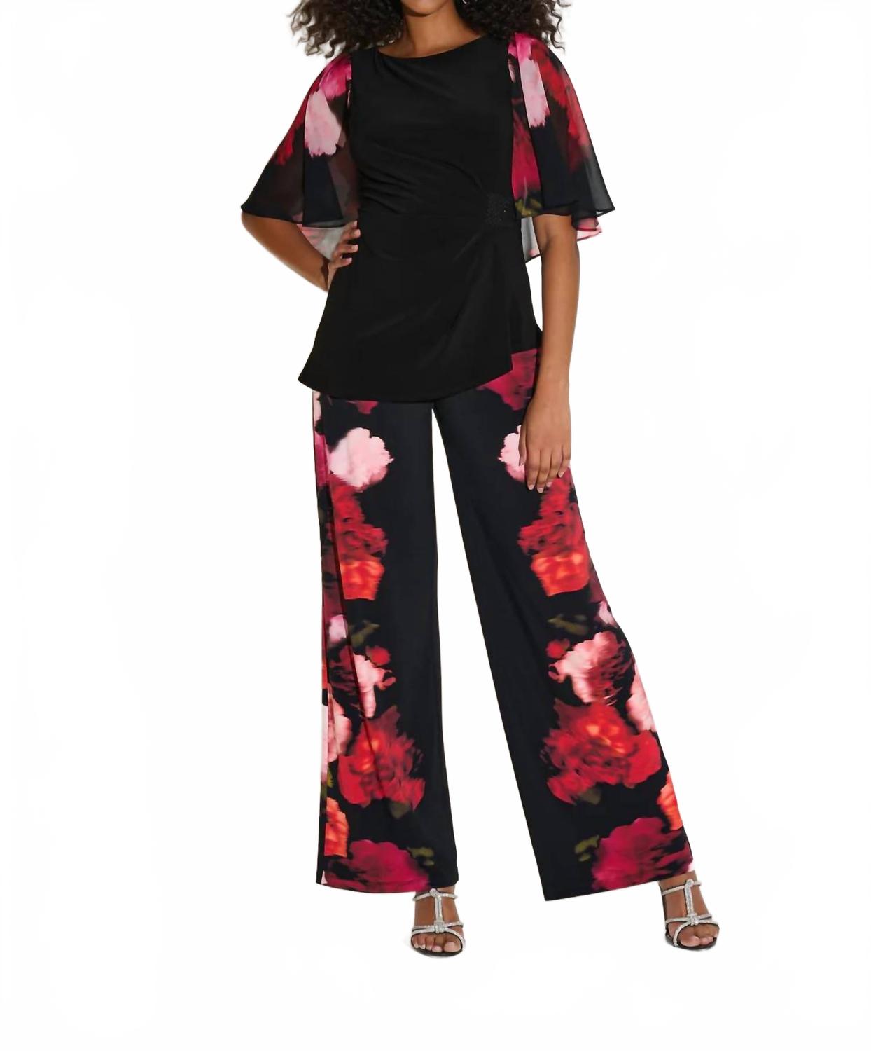 Top de gasa con estampado floral color negro