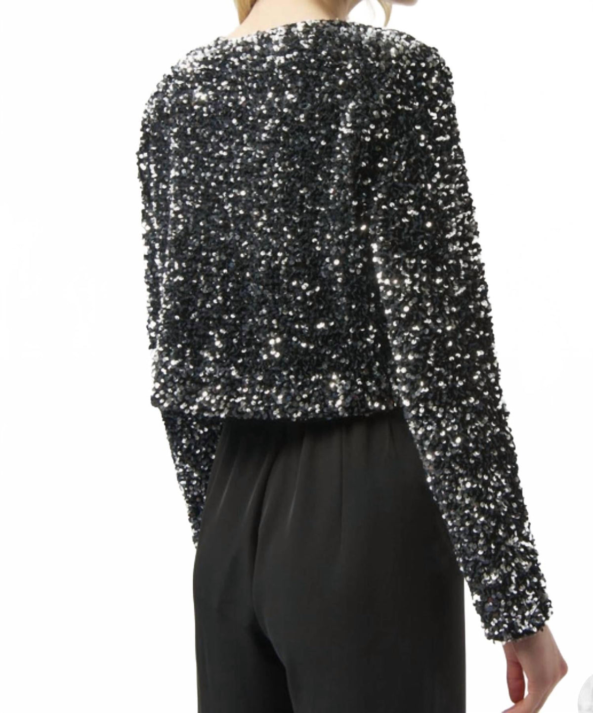 Chaqueta con lentejuelas color negro y plateado