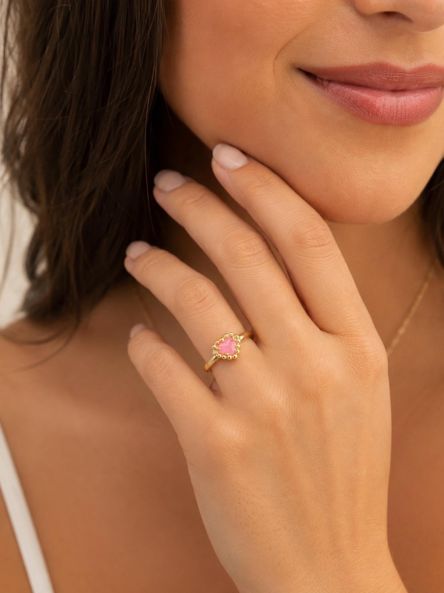 Anillo color rosado y dorado
