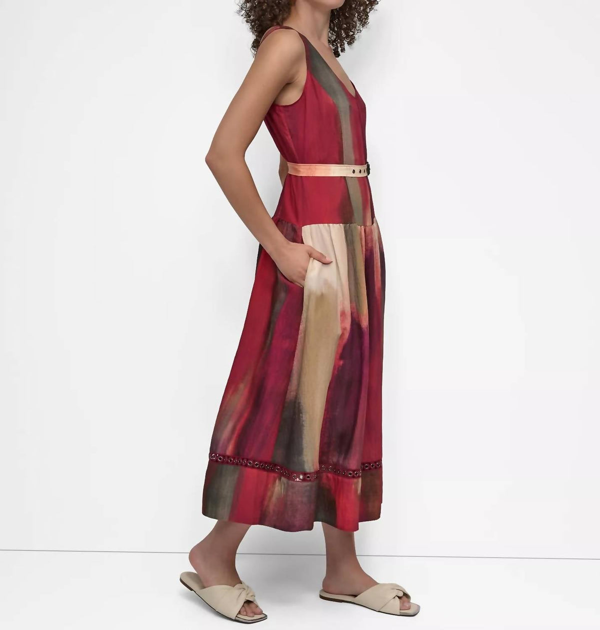 Vestido midi color rojo