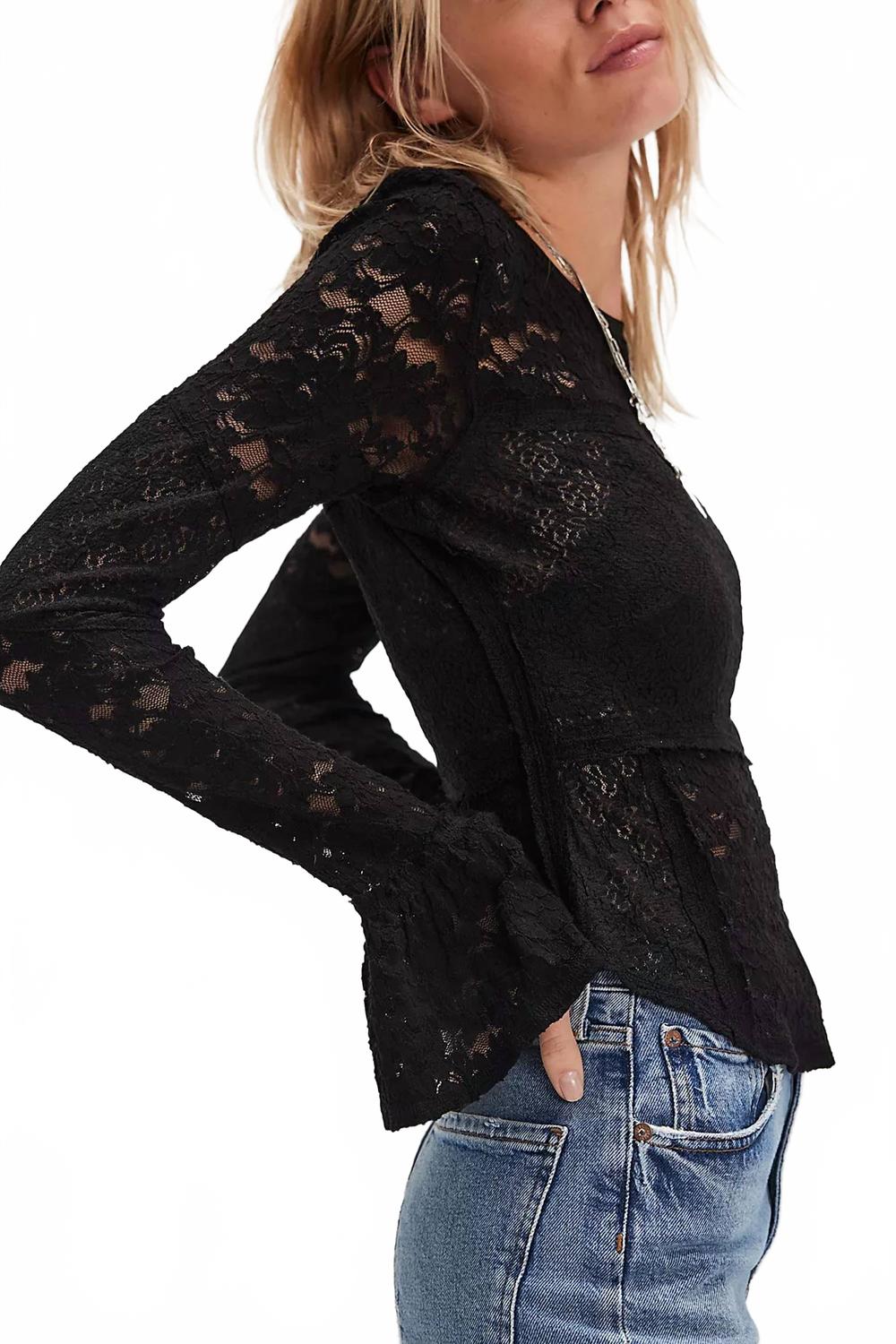 Top de manga larga color negro