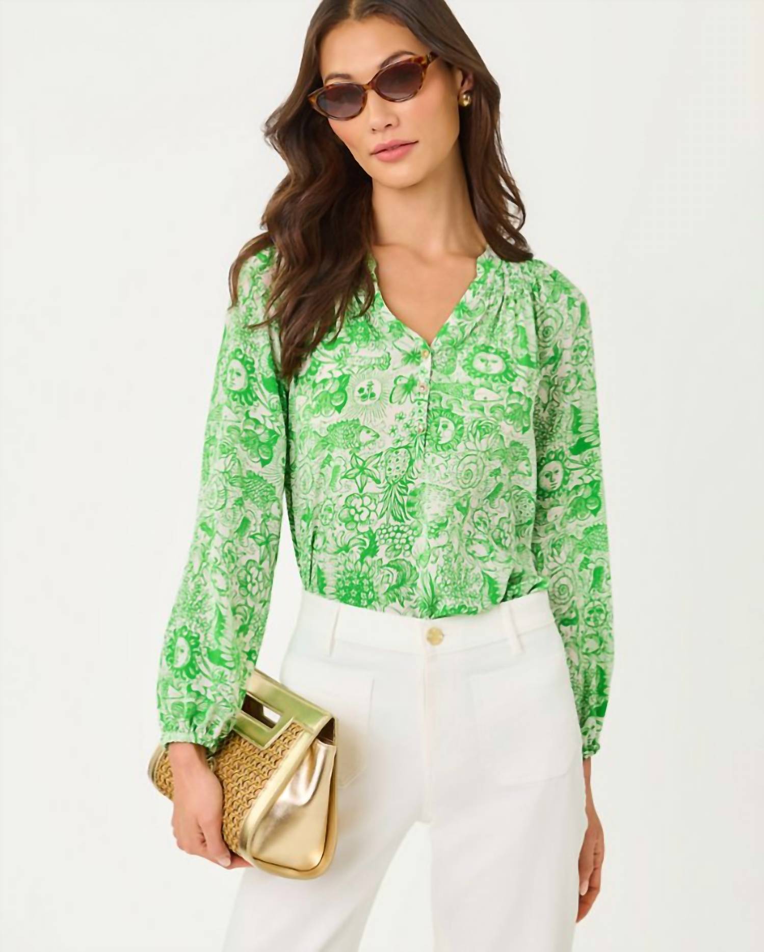 Top de seda color verde