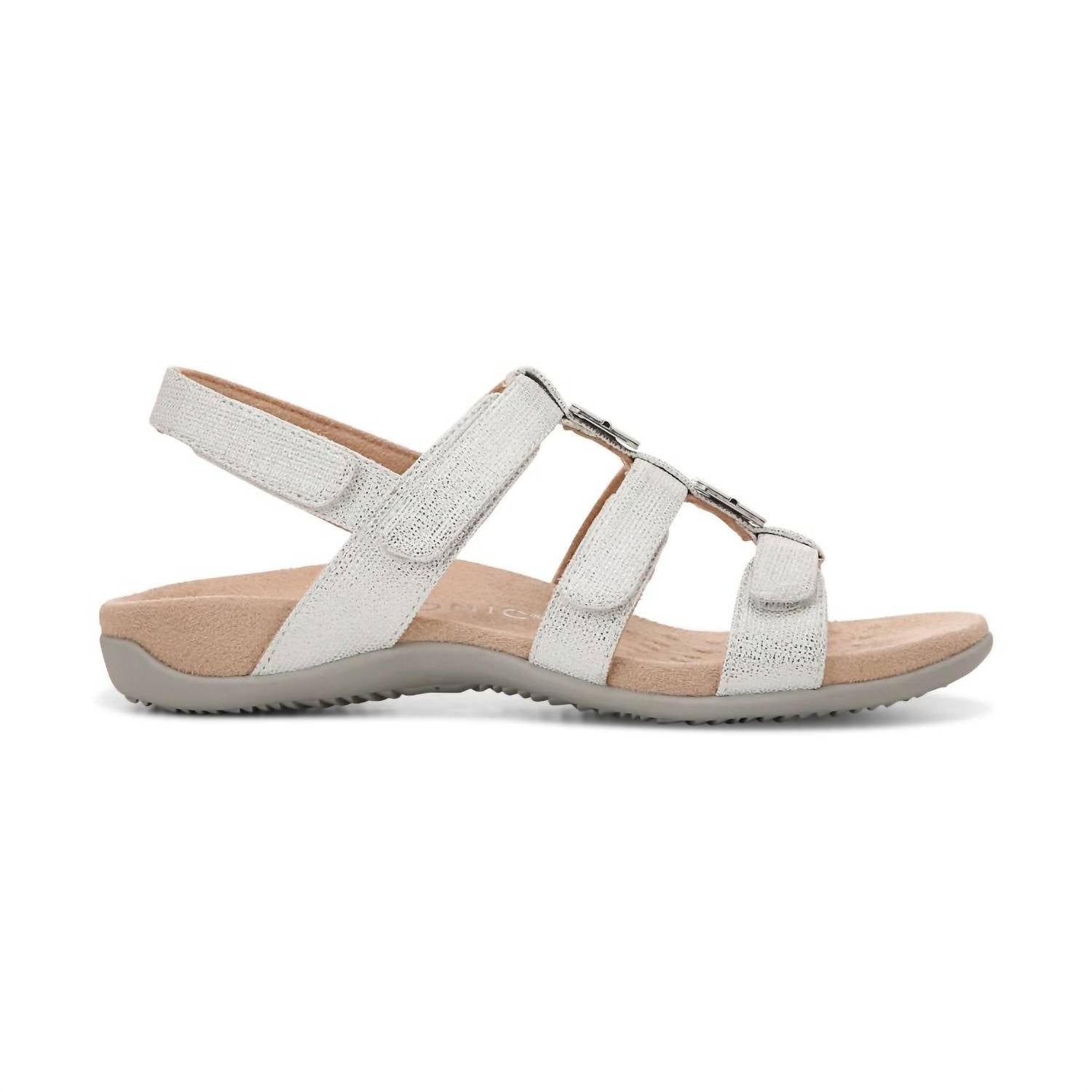 Sandalias de mujer de lino color plateado