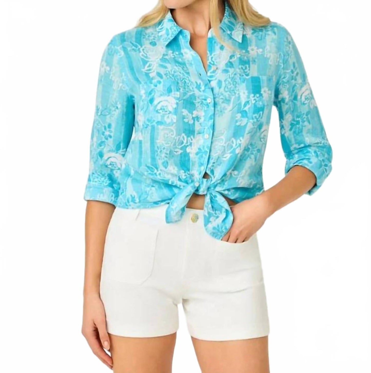 Short de tiro alto color blanco