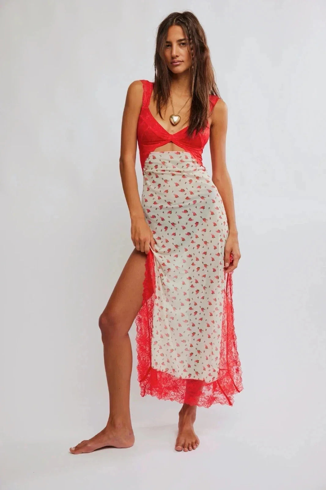 Vestido de mujer largo con estampado floral
