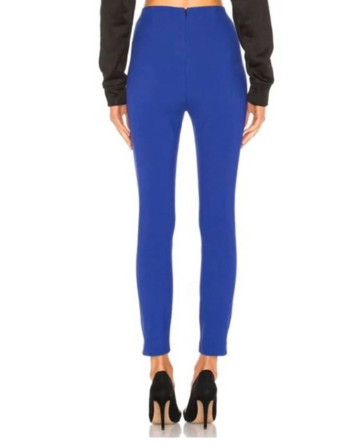 Pantalón de corte ajustado de tiro alto color azul