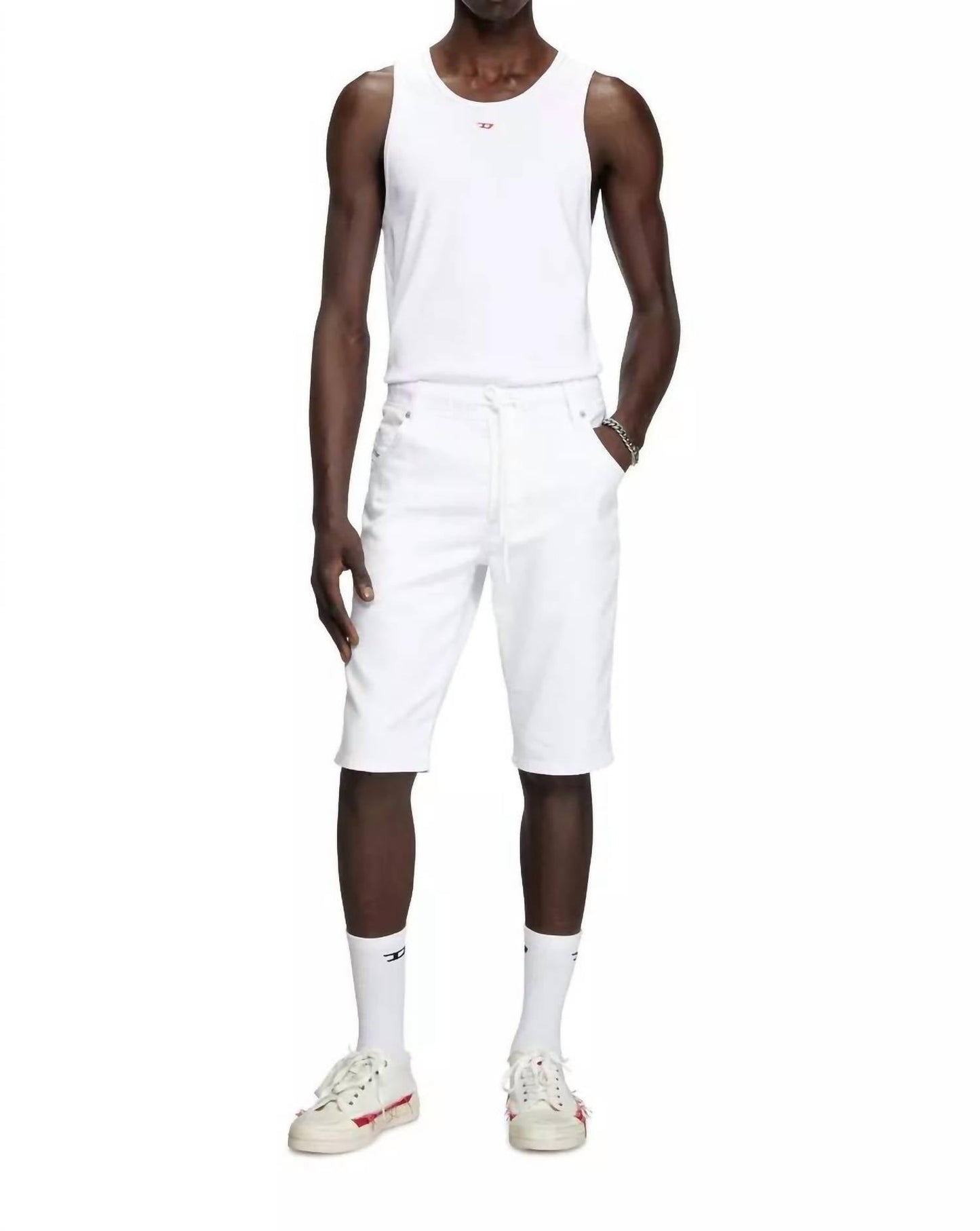 Pantalón de hombre de mezclilla color blanco