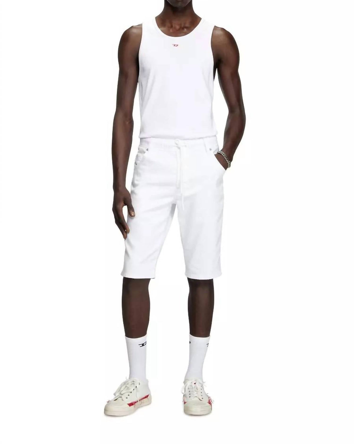 Pantalón de hombre de mezclilla color blanco