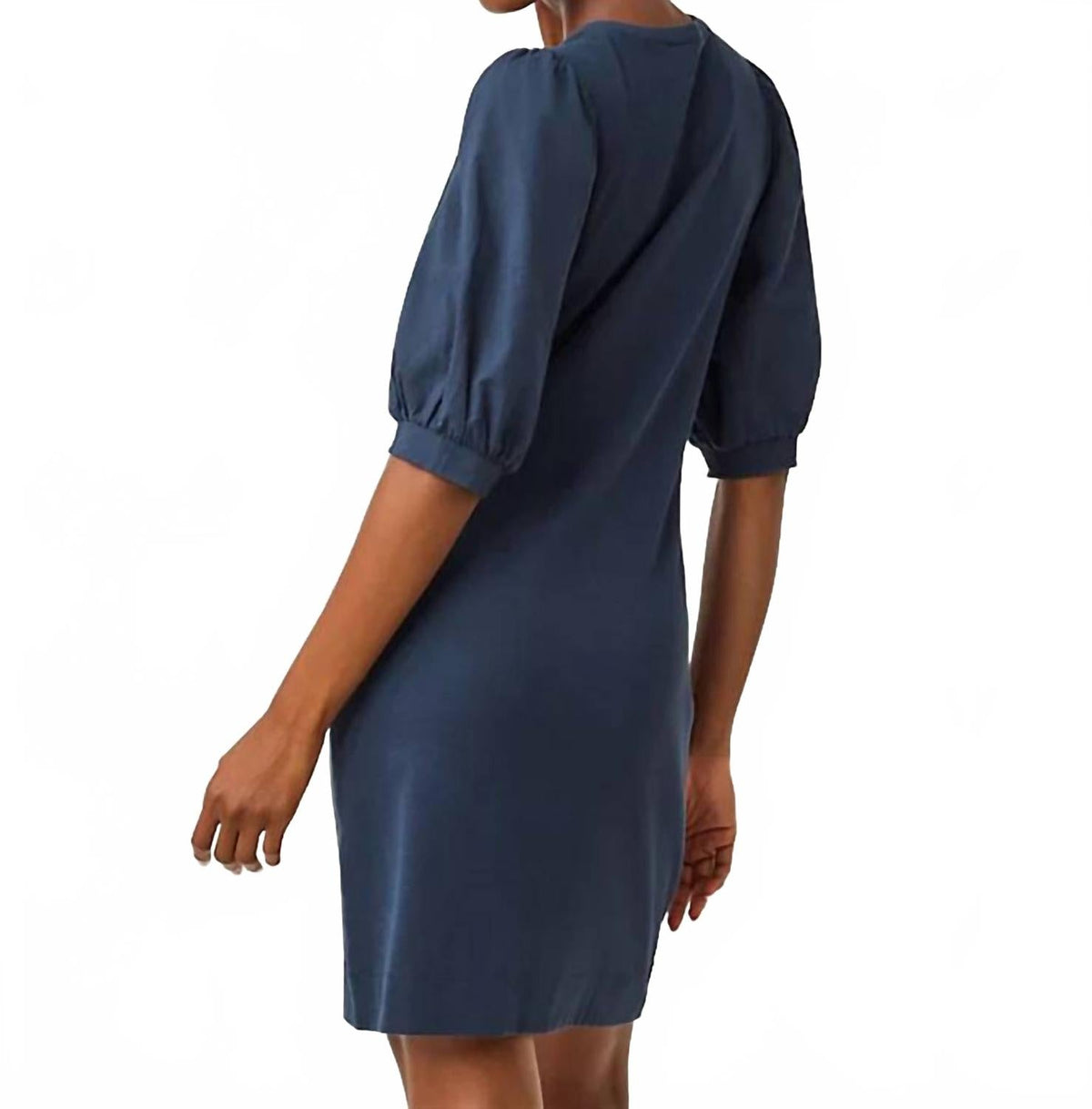 Vestido corto con cuello en V color azul marino