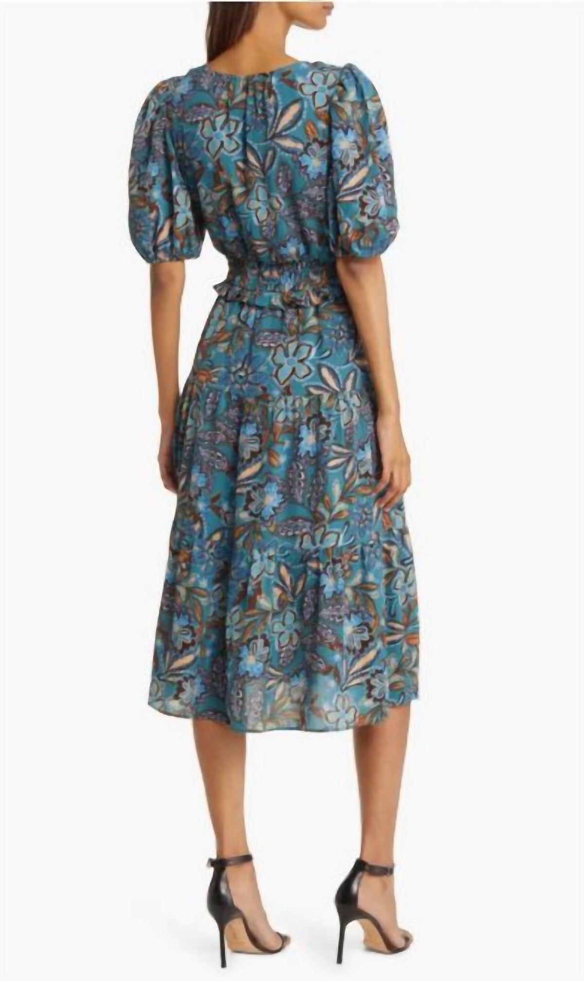 Vestido con estampado floral color azul y café