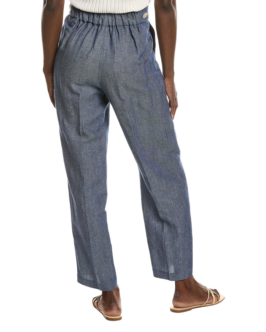 Pantalón de mezcla de lino de pierna ancha de tiro alto