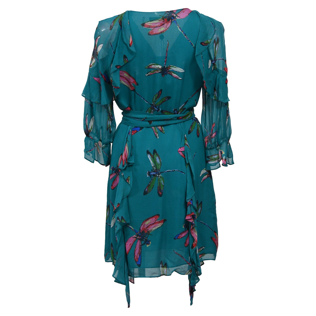 Vestido de seda corto con estampado multicolor