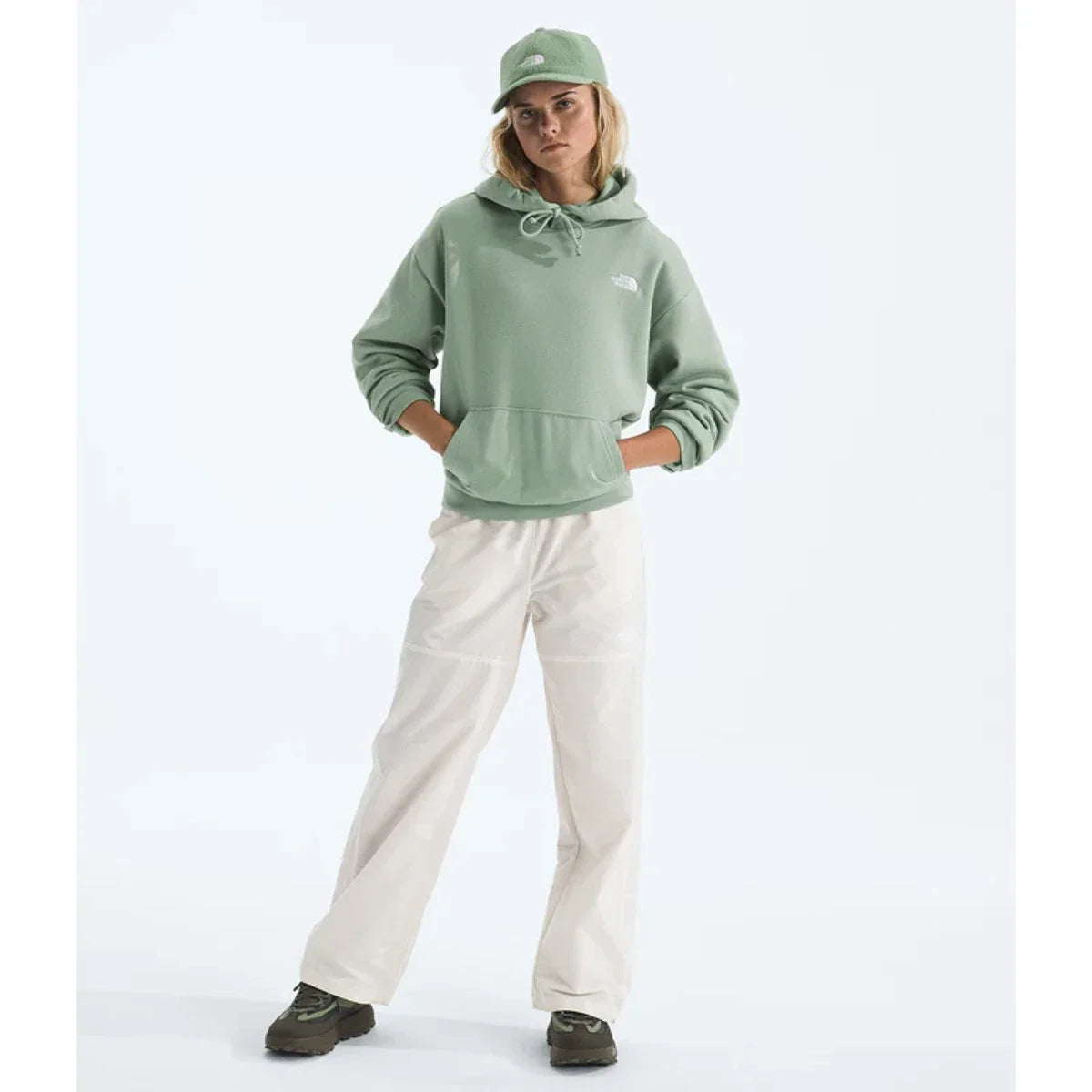 Buzo con capucha de mujer de corte amplio color verde