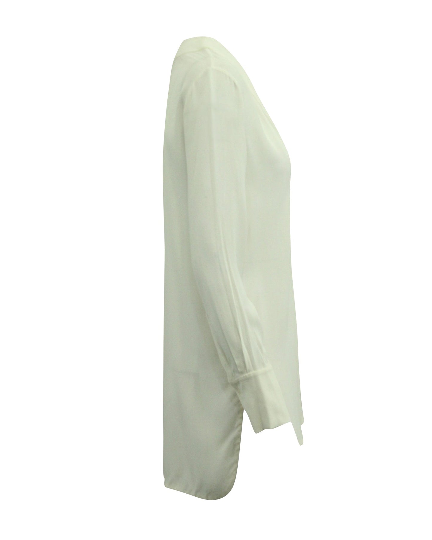Blusa de manga larga con cuello en V color blanco
