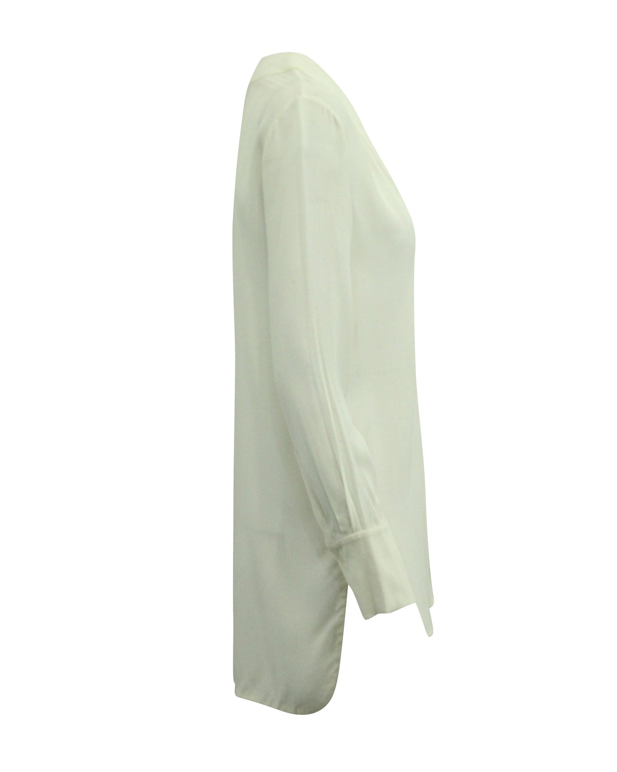Blusa de manga larga con cuello en V color blanco