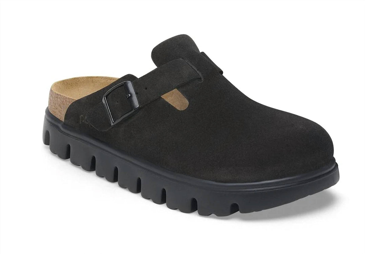 Zuecos de mujer de gamuza color negro