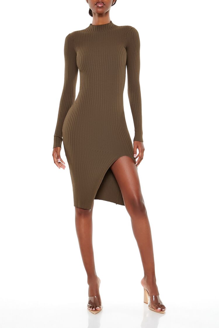 Vestido midi con tejido acanalado