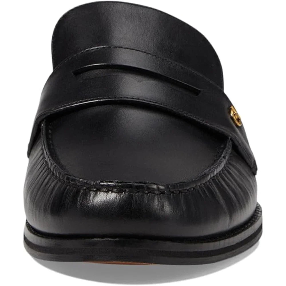 Mocasines de mujer de cuero sin cordones color negro