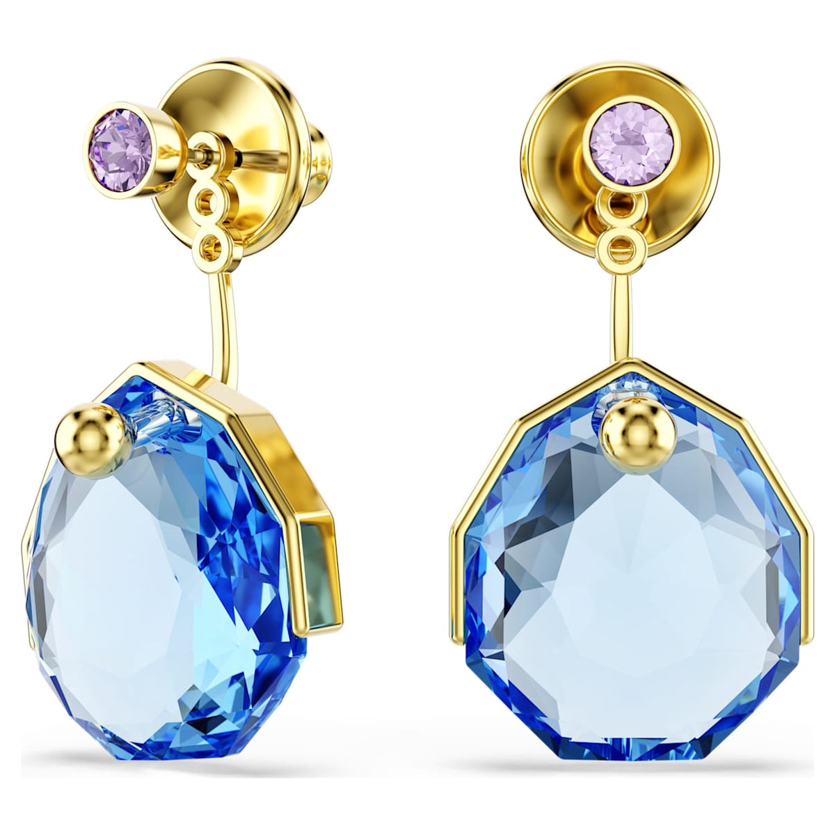 Aretes color azul y dorado