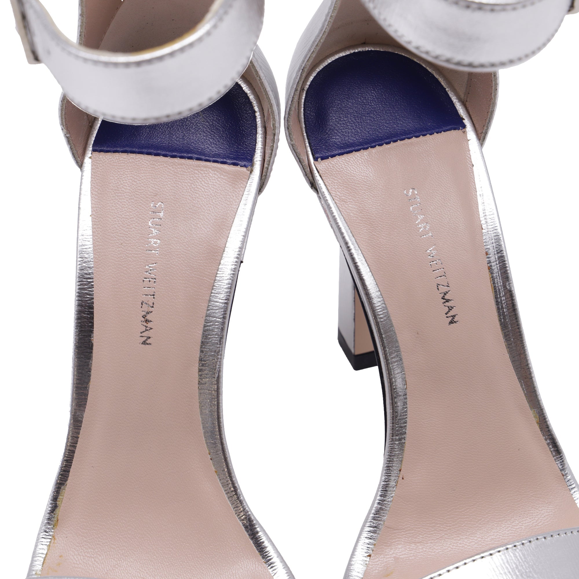 Sandalias de cuero color plateado