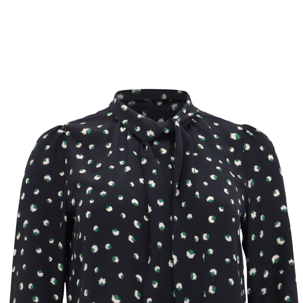 Blusa de seda con estampado color azul marino