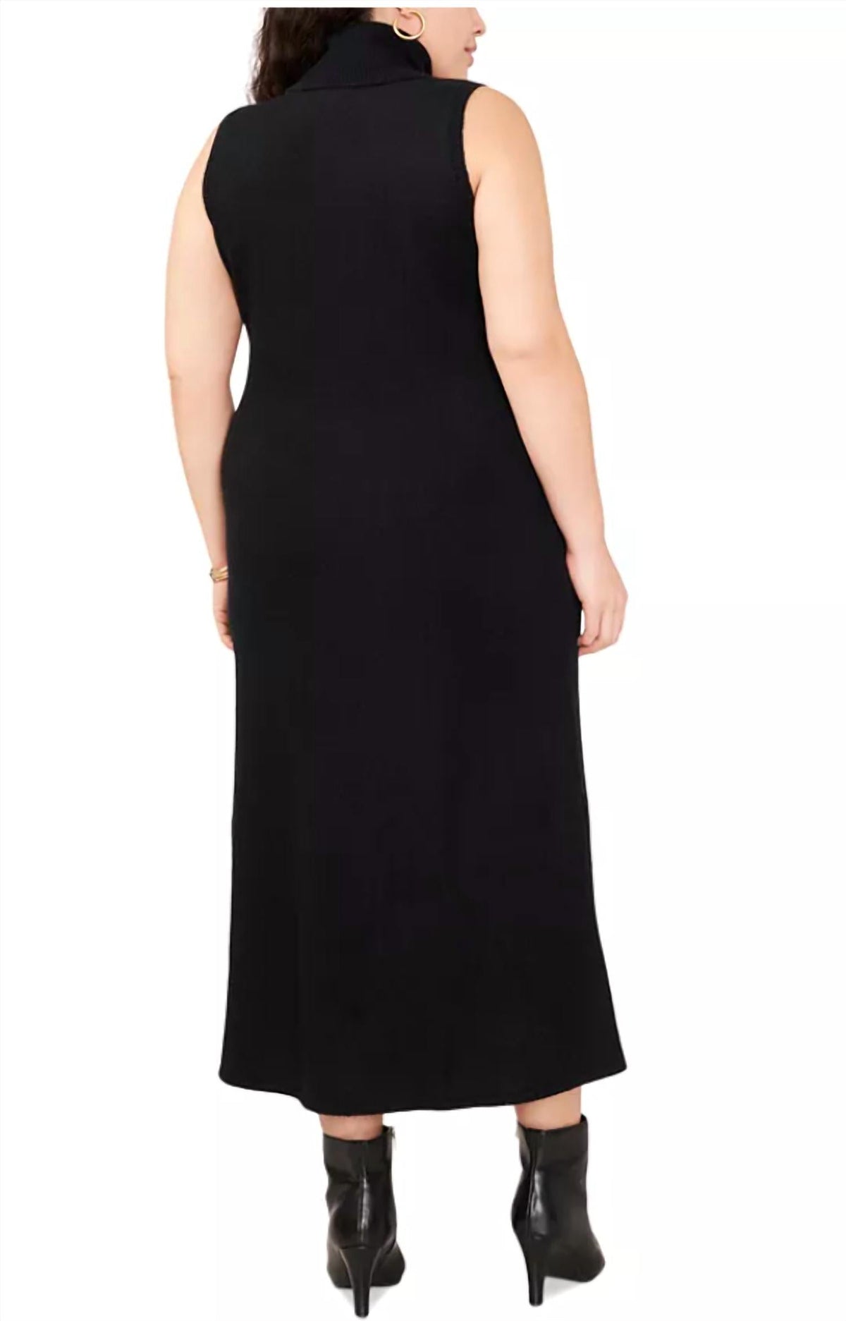Vestido sin mangas con cuello alto color negro