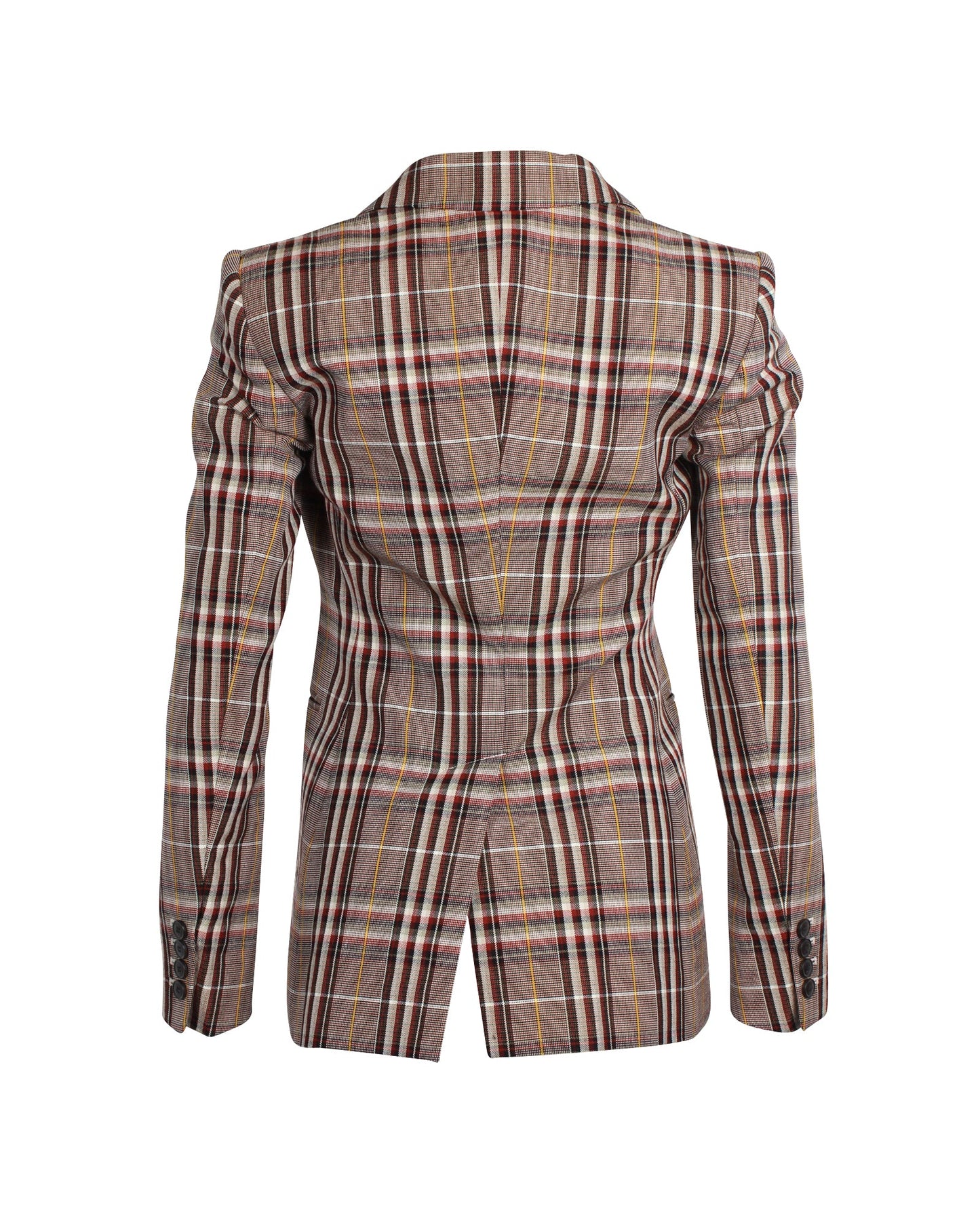 Blazer de lana a cuadros color café