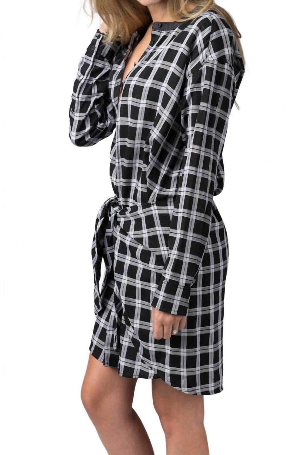 Vestido corto a cuadros color negro y gris
