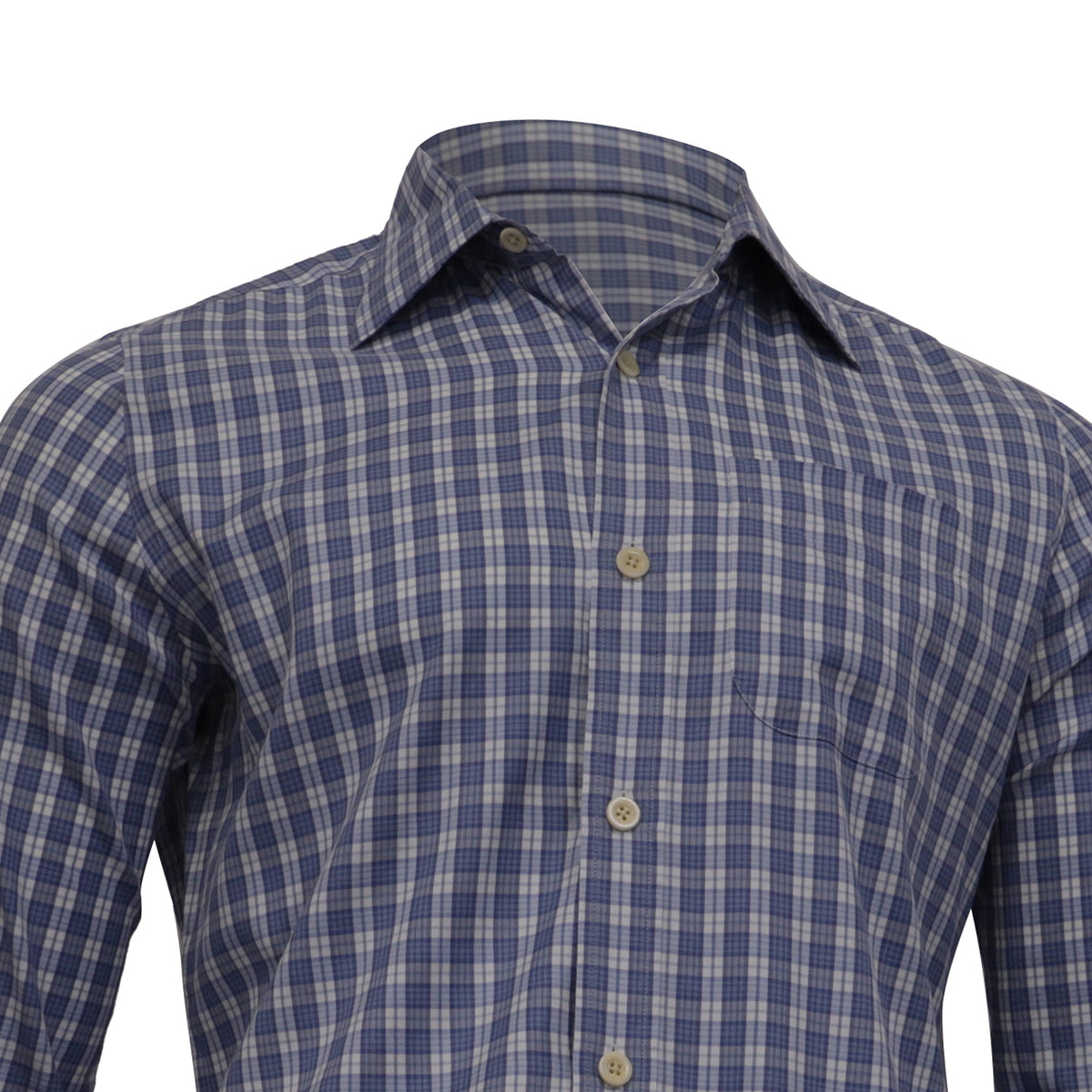 Camisa de algodón a cuadros color azul claro