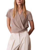 Calvin Klein Top Cruzado Estampado de Crepe