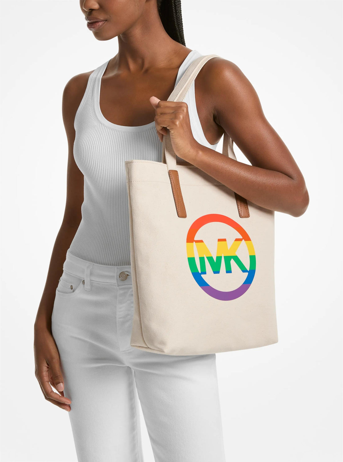 Bolso tote de algodón multicolor