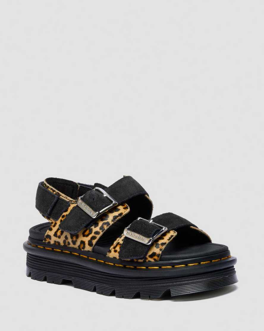 Sandalias de cuero con estampado animal