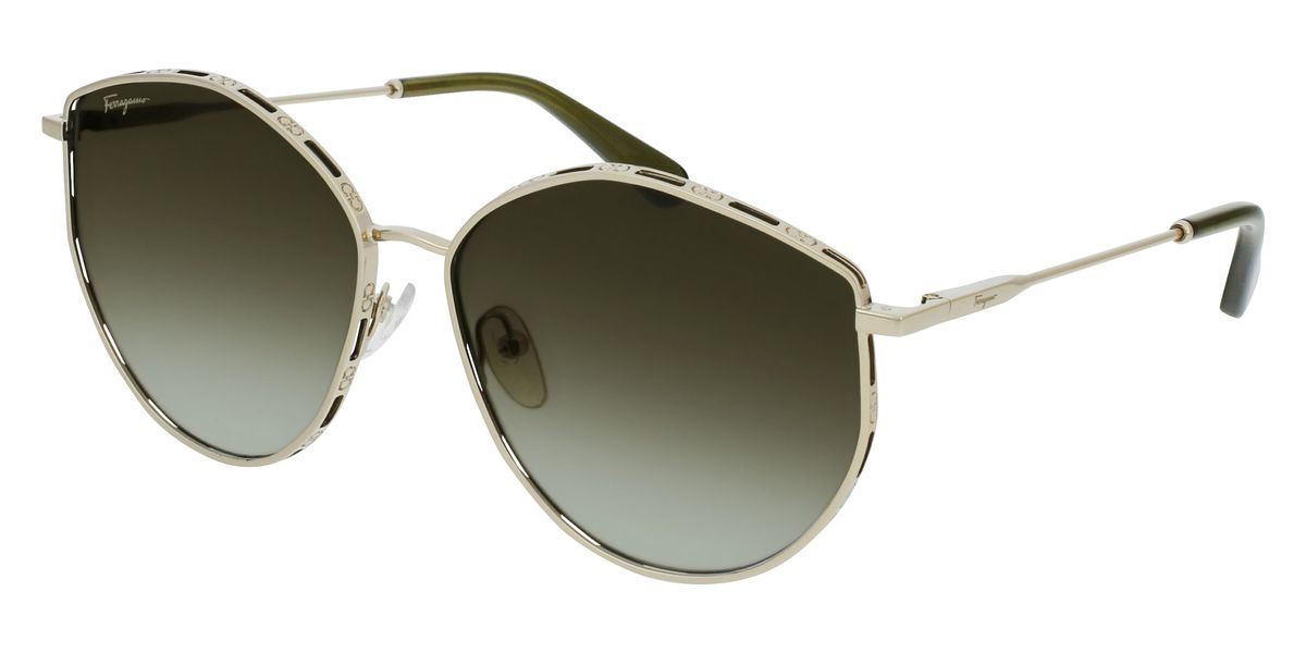 Gafas de sol de mujer 60 mm color verde y dorado