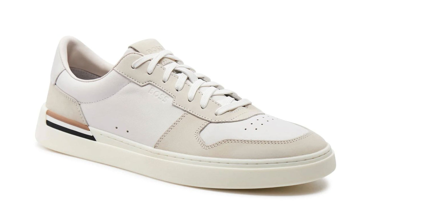 Tenis de hombre de cuero con cordones color blanco