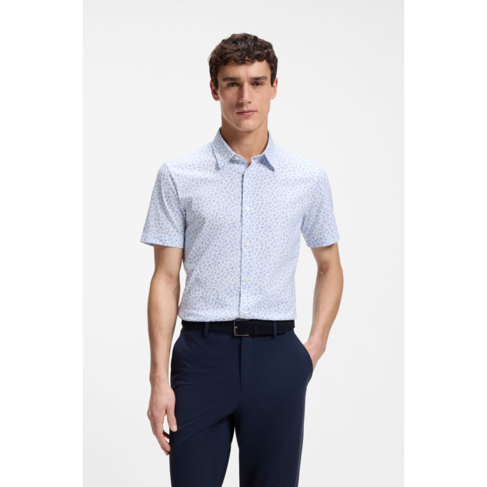 Camisa de mezcla de algodón de corte ajustado con estampado