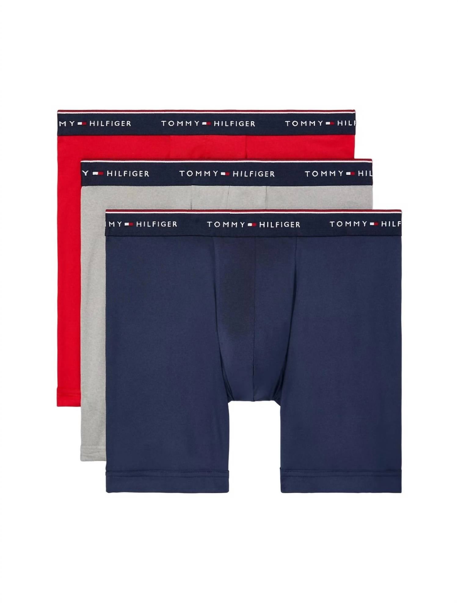 Bóxer de hombre (3 unidades) color azul marino y gris y rojo