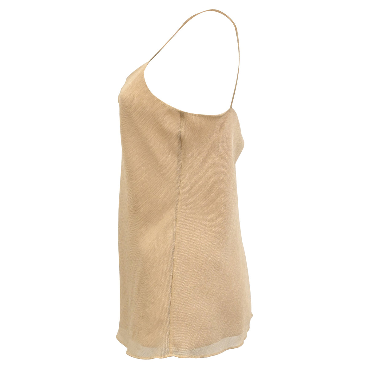 Camiseta sin mangas de seda color beige