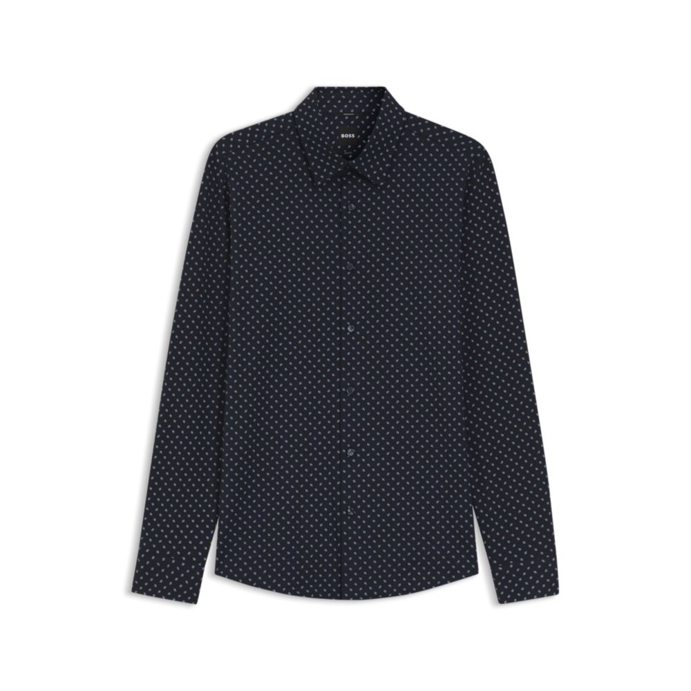 Camisa de mezcla de algodón de corte ajustado con estampado