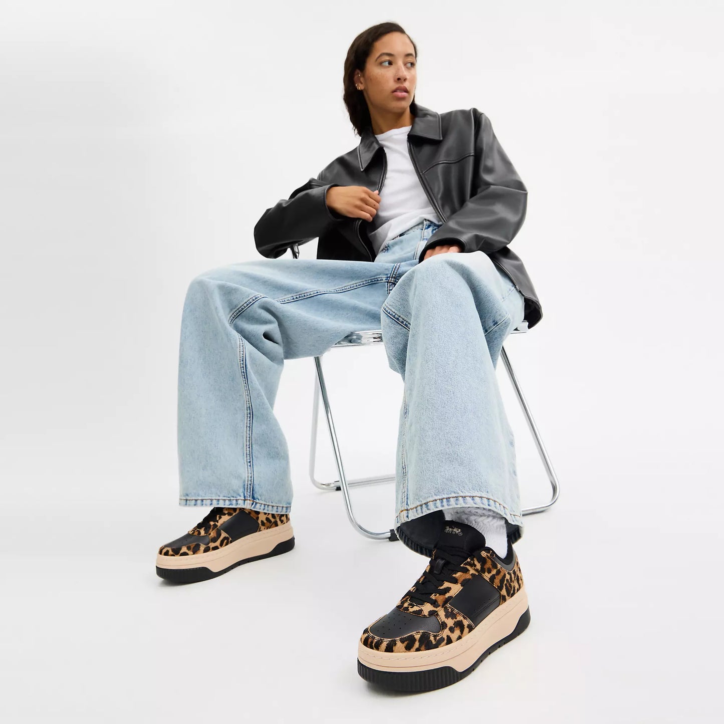Coach Outlet Tenis Plataforma con Estampado de Leopardo