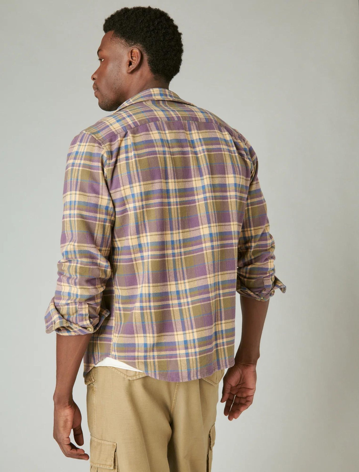 Camisa de hombre de manga larga a cuadros