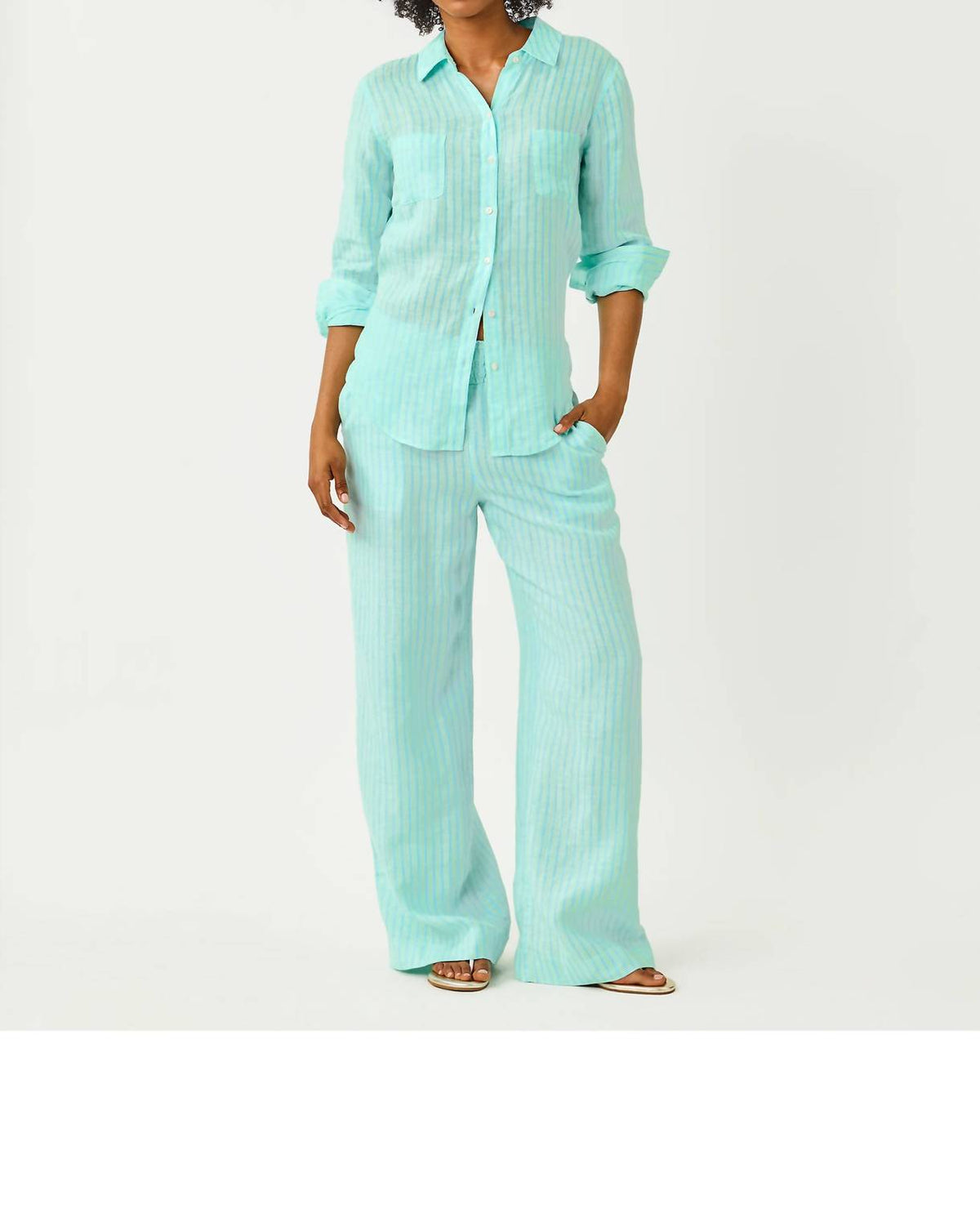 Top a rayas color azul