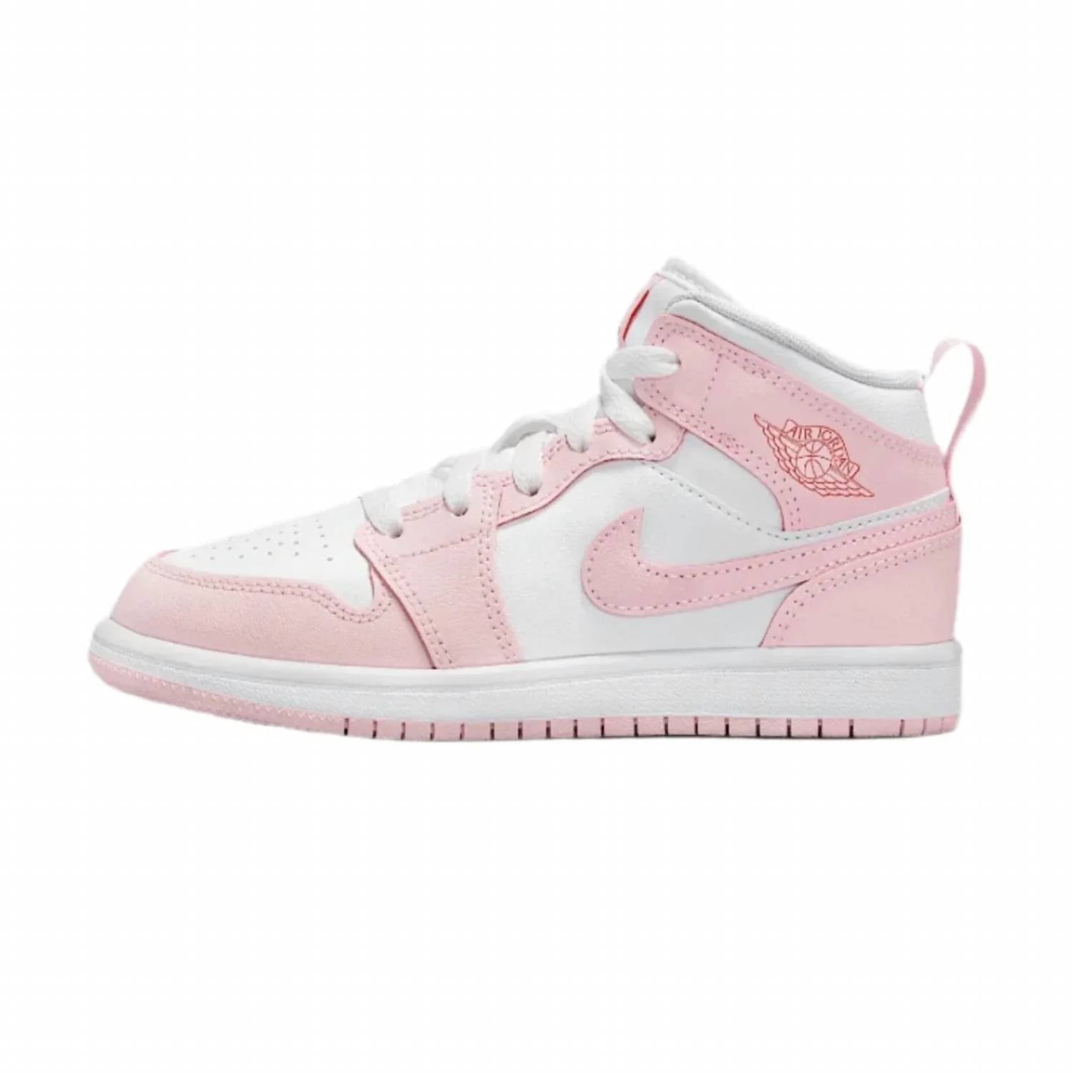 Tenis infantil color blanco y rosado y rojo