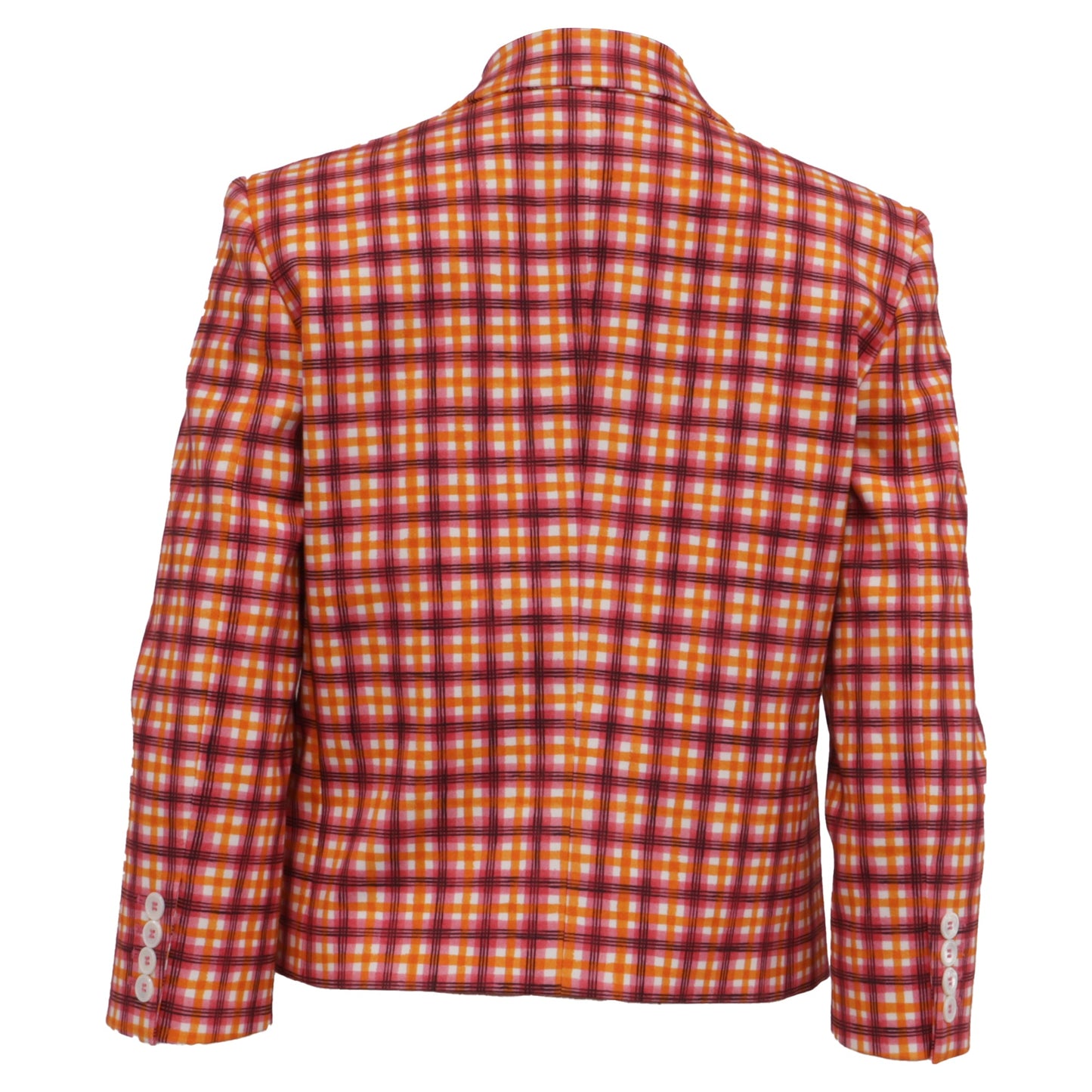 Blazer de algodón a cuadros multicolor