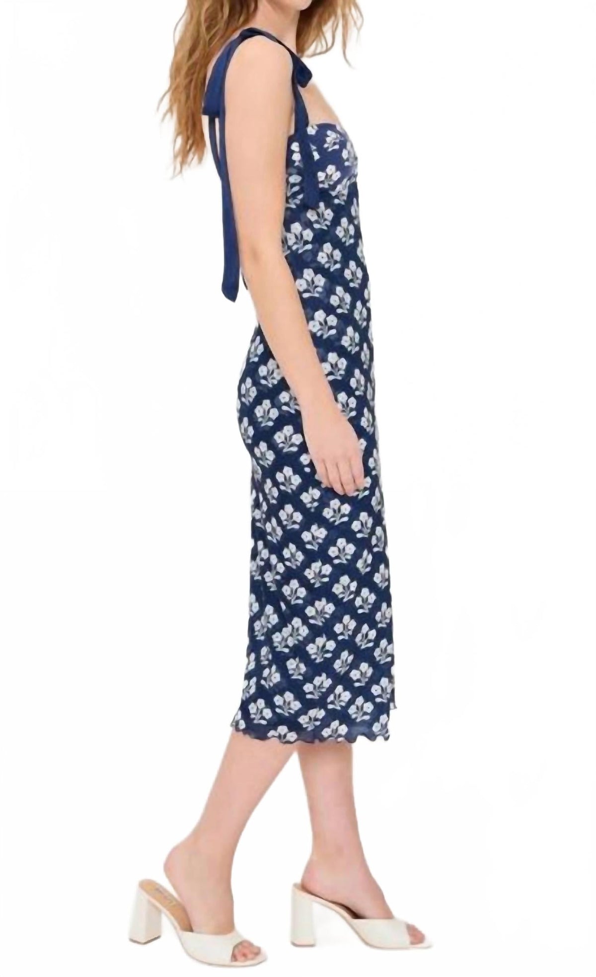 Vestido con estampado color azul marino