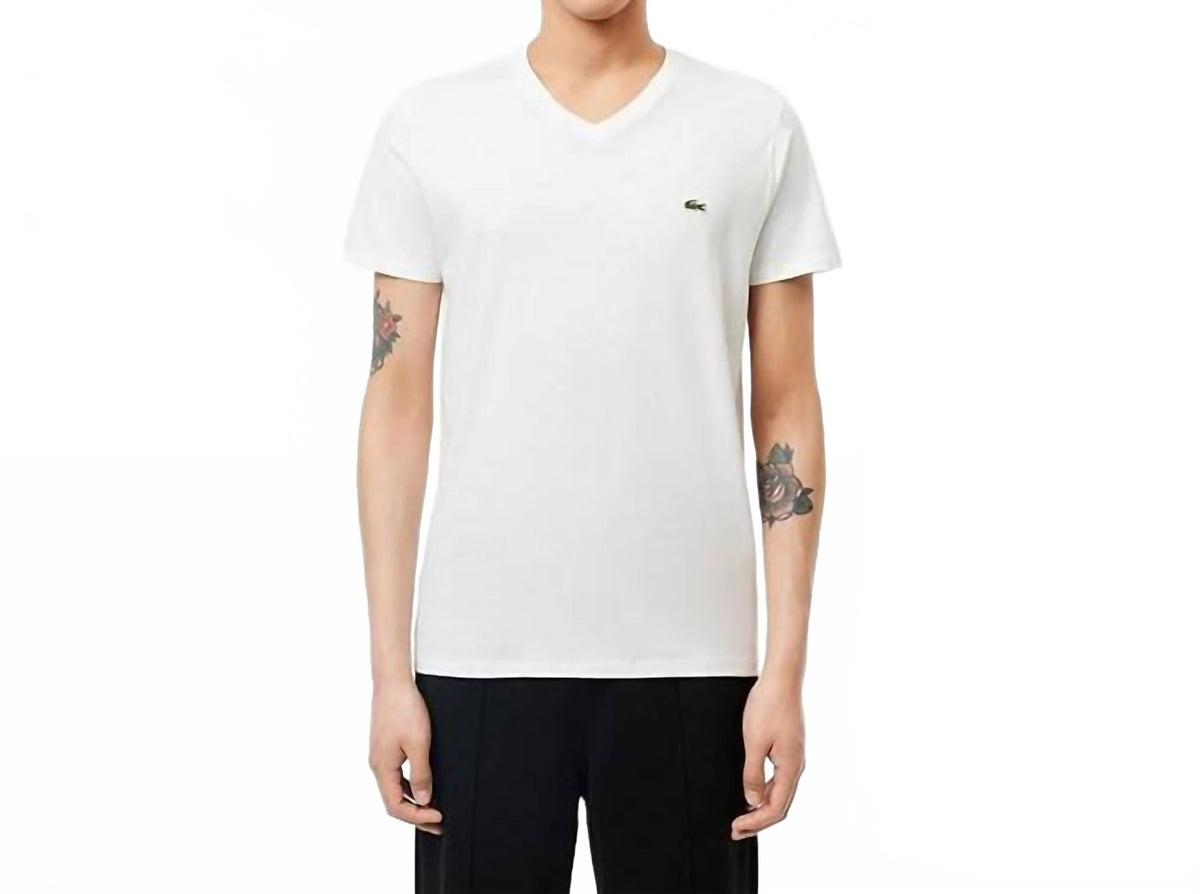 Camiseta de manga corta con cuello en V color blanco