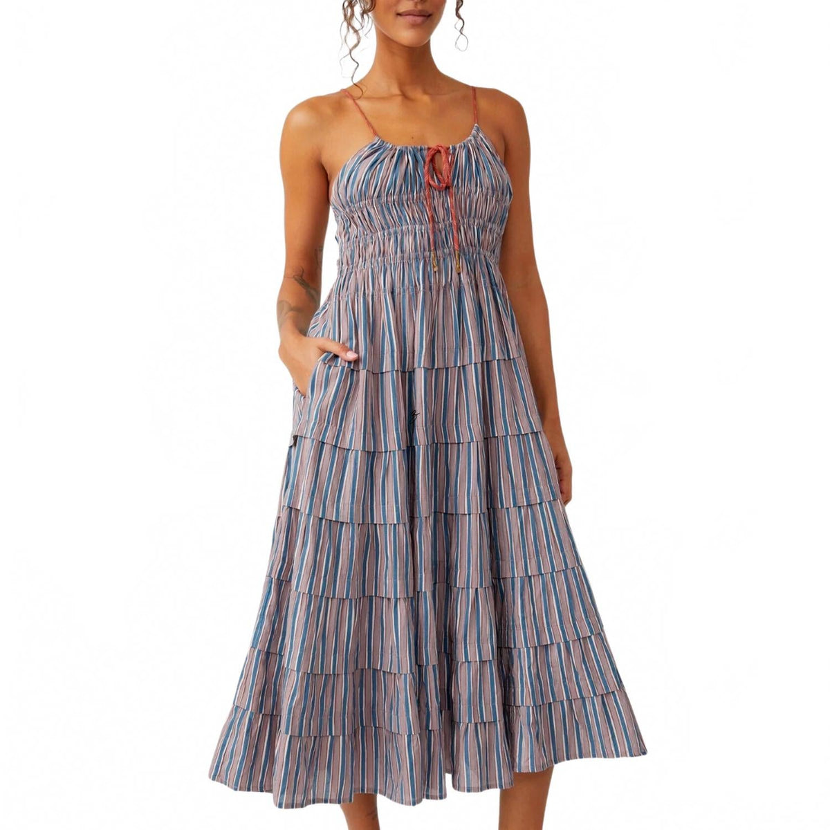 Vestido de mujer midi color taupe