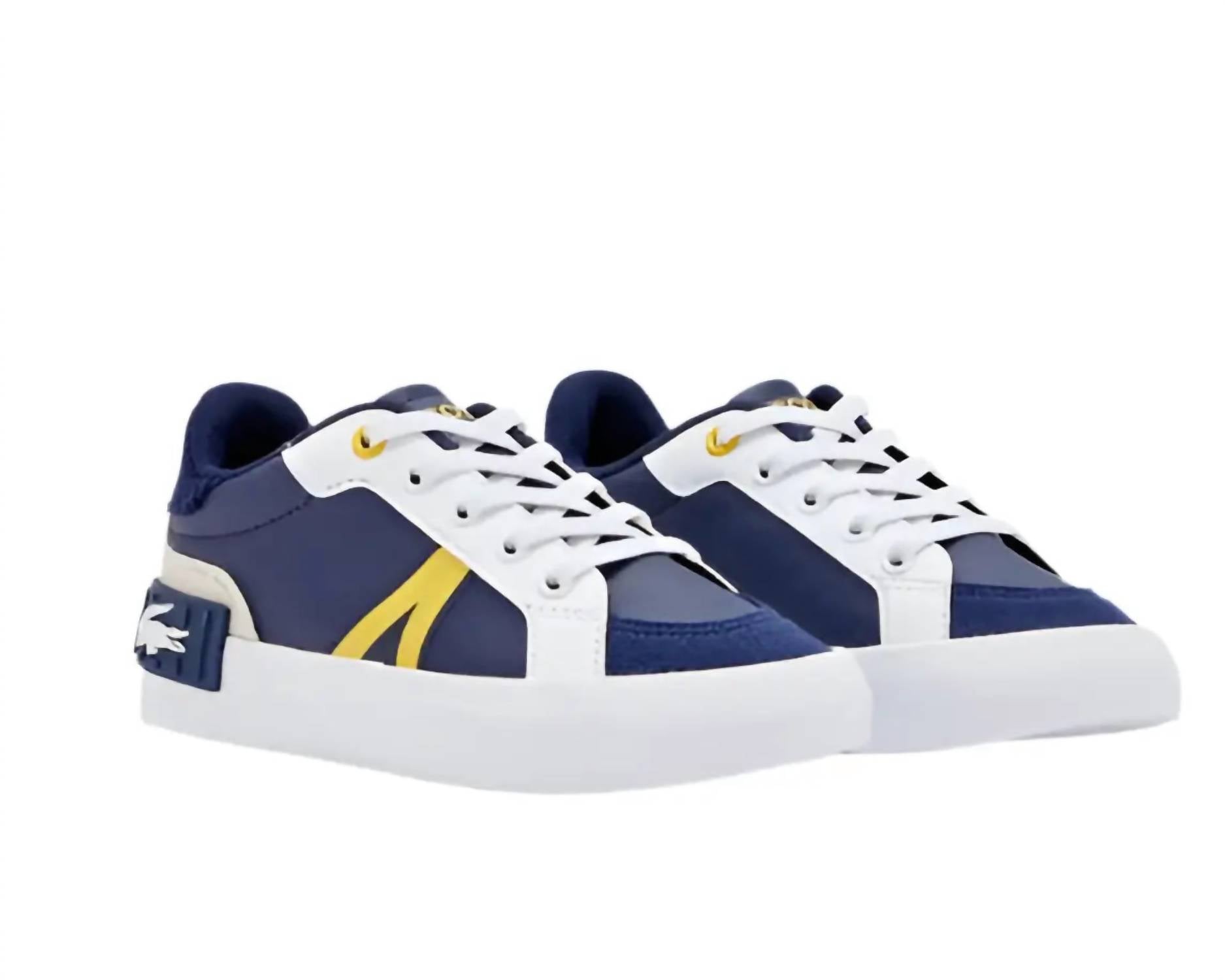 Tenis infantil color azul marino y amarillo