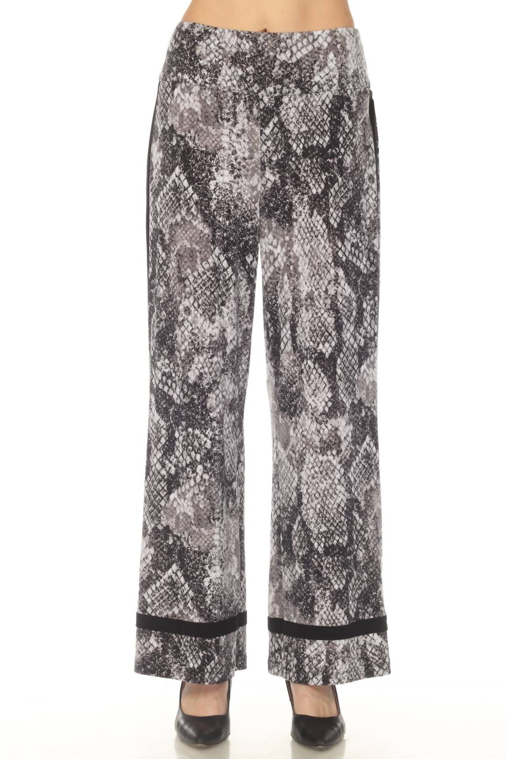 Pantalón de pierna ancha color negro y gris