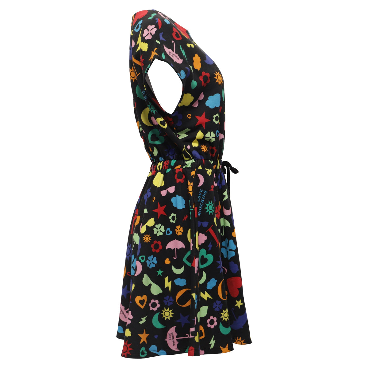 Vestido de algodón corto con estampado multicolor