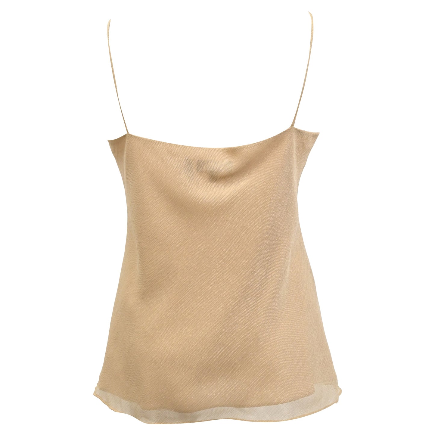 Camiseta sin mangas de seda color beige
